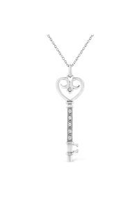 Pave and Bezel-Set Diamond Accent Key Heart and Lock Necklace
